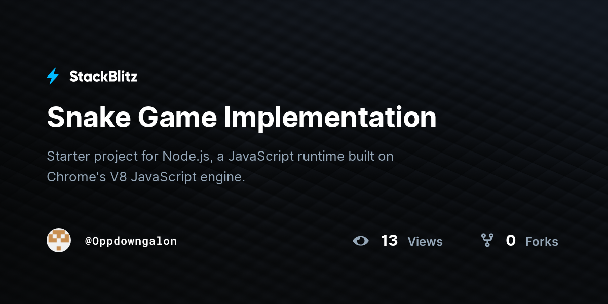 Snake Game Implementation - StackBlitz