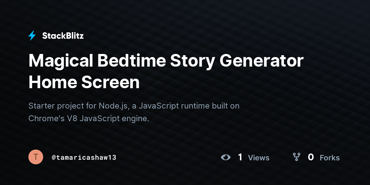 Magical Bedtime Story Generator Home Screen - StackBlitz