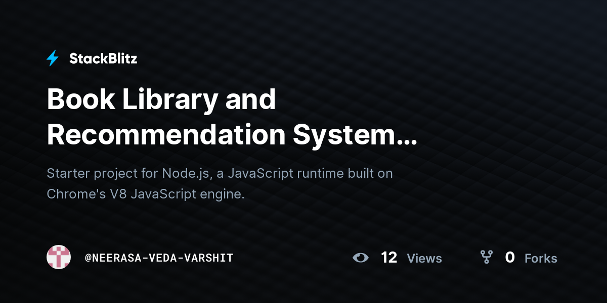 Book Library and Recommendation System (forked) - StackBlitz