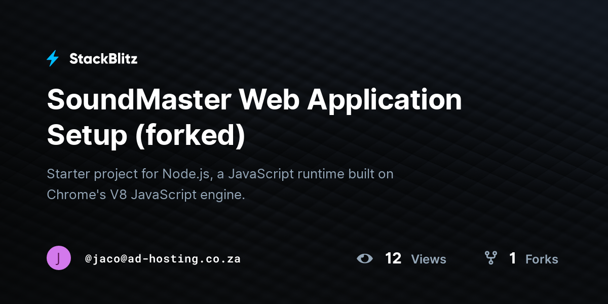 SoundMaster Web Application Setup (forked) - StackBlitz