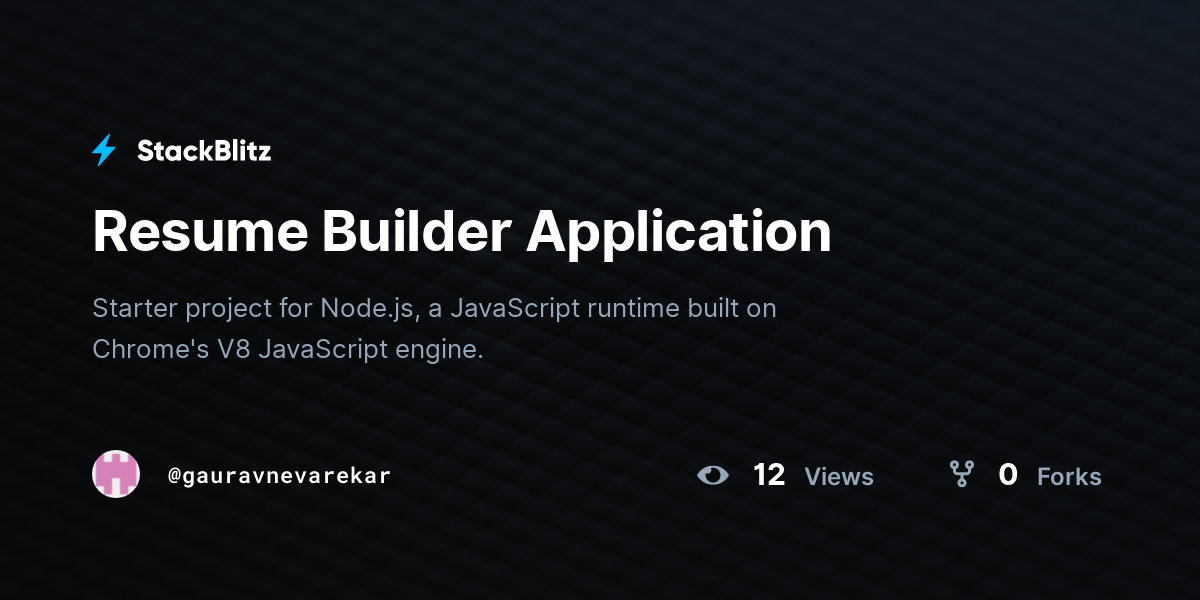Resume Builder Application - StackBlitz