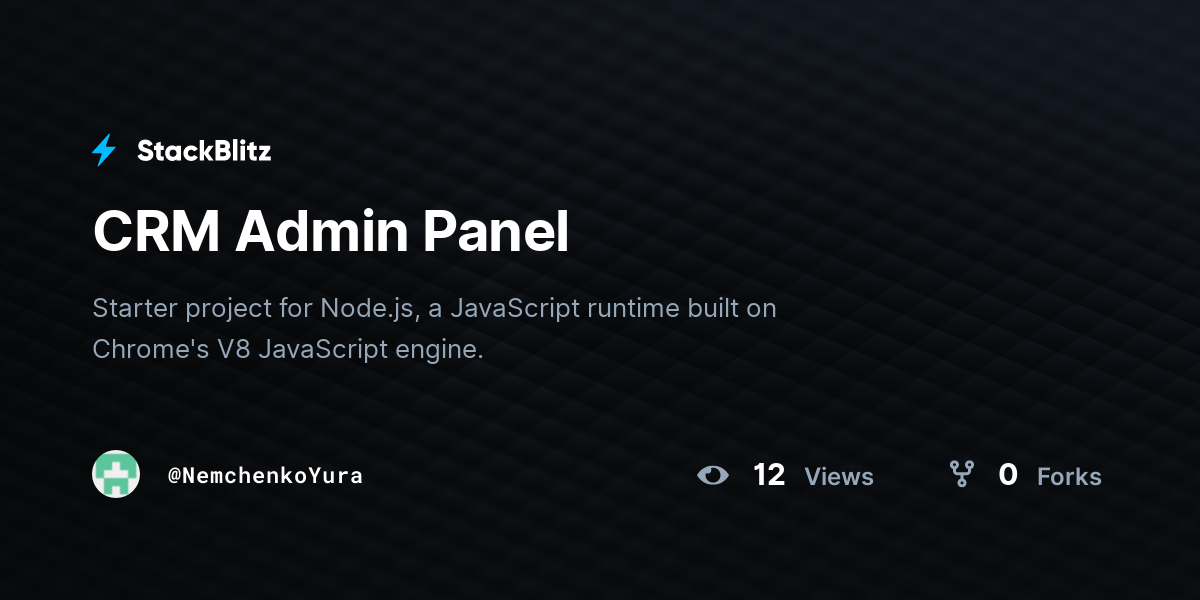CRM Admin Panel - StackBlitz