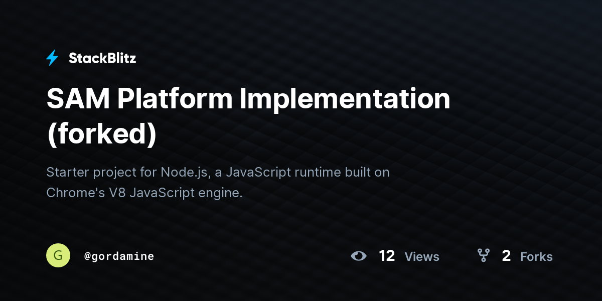SAM Platform Implementation (forked) - StackBlitz