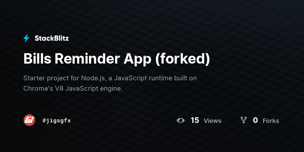Bills Reminder App (forked) - StackBlitz