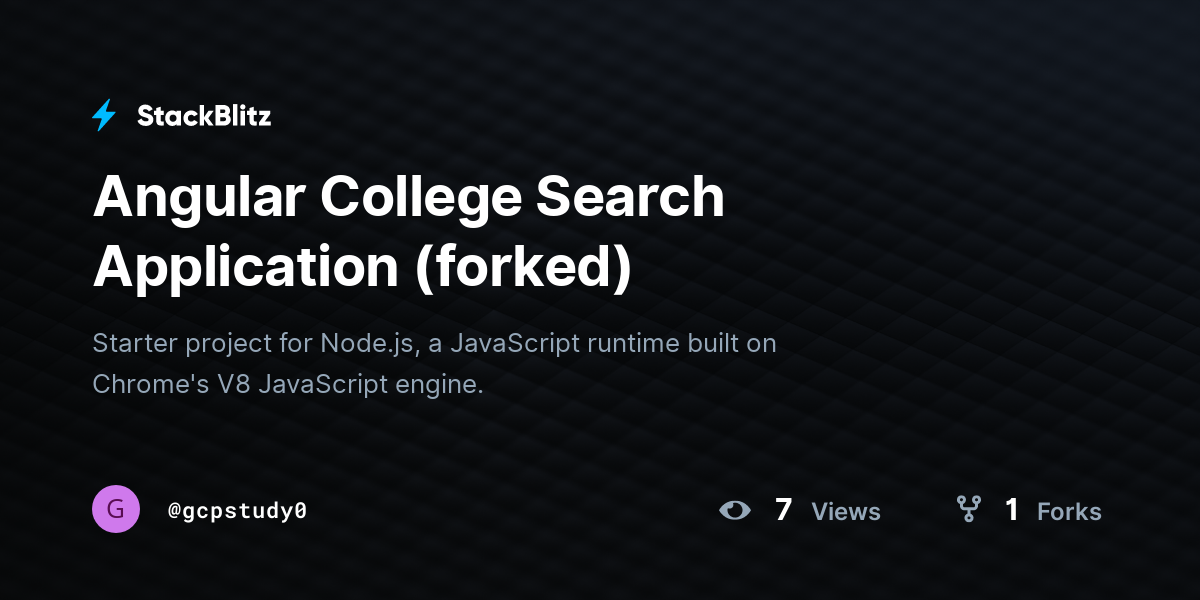 Angular College Search Application (forked) - StackBlitz