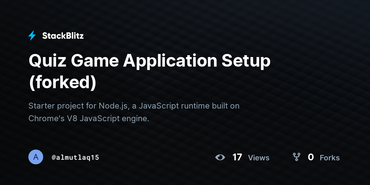Quiz Game Application Setup (forked) - StackBlitz