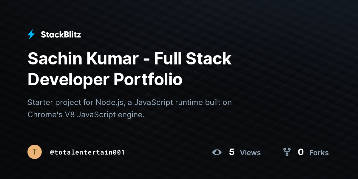 Sachin Kumar - Full Stack Developer Portfolio - StackBlitz