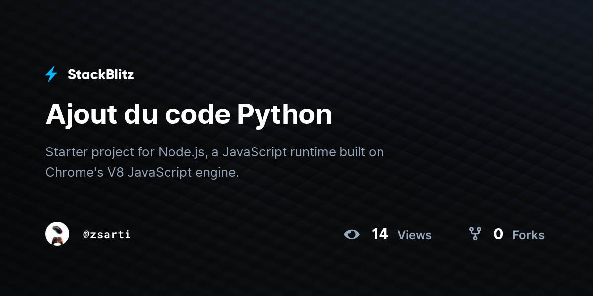 Ajout du code Python - StackBlitz