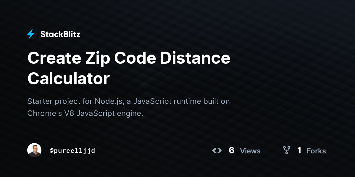 Create zip code distance calculator stackblitz