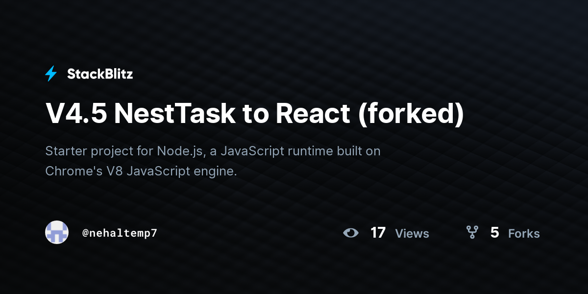 V4.5 NestTask to React (forked) - StackBlitz