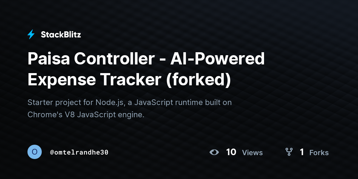 Paisa Controller - AI-Powered Expense Tracker (forked) - StackBlitz