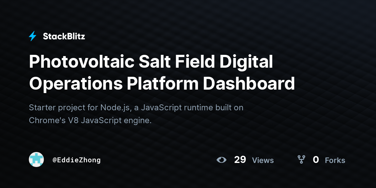Photovoltaic Salt Field Digital Operations Platform Dashboard - StackBlitz
