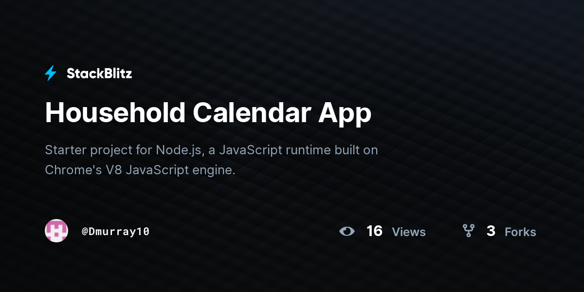 Household Calendar App - StackBlitz