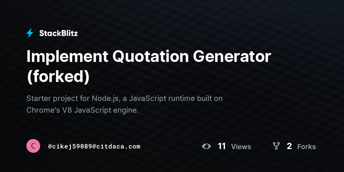 Implement Quotation Generator (forked) - StackBlitz