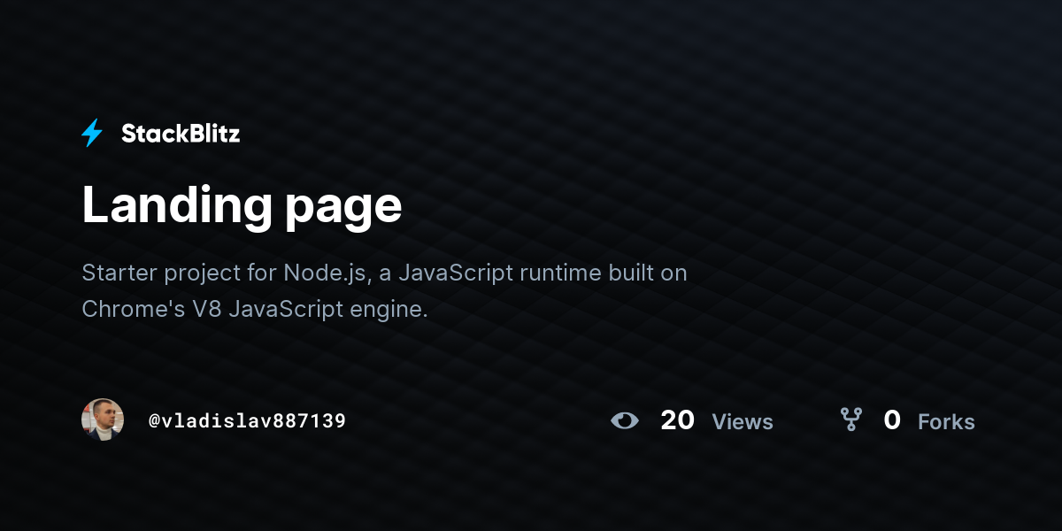 Landing page - StackBlitz