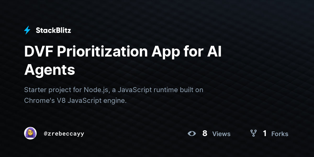 DVF Prioritization App for AI Agents - StackBlitz