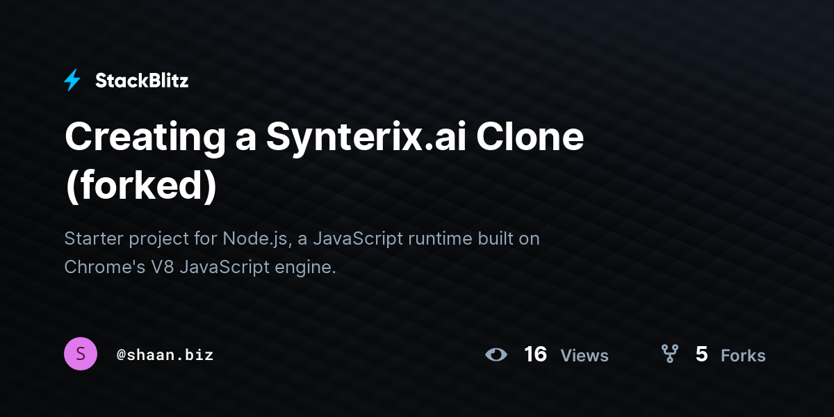 Creating a Synterix.ai Clone (forked) - StackBlitz