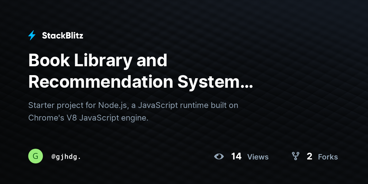 Book Library and Recommendation System (forked) - StackBlitz