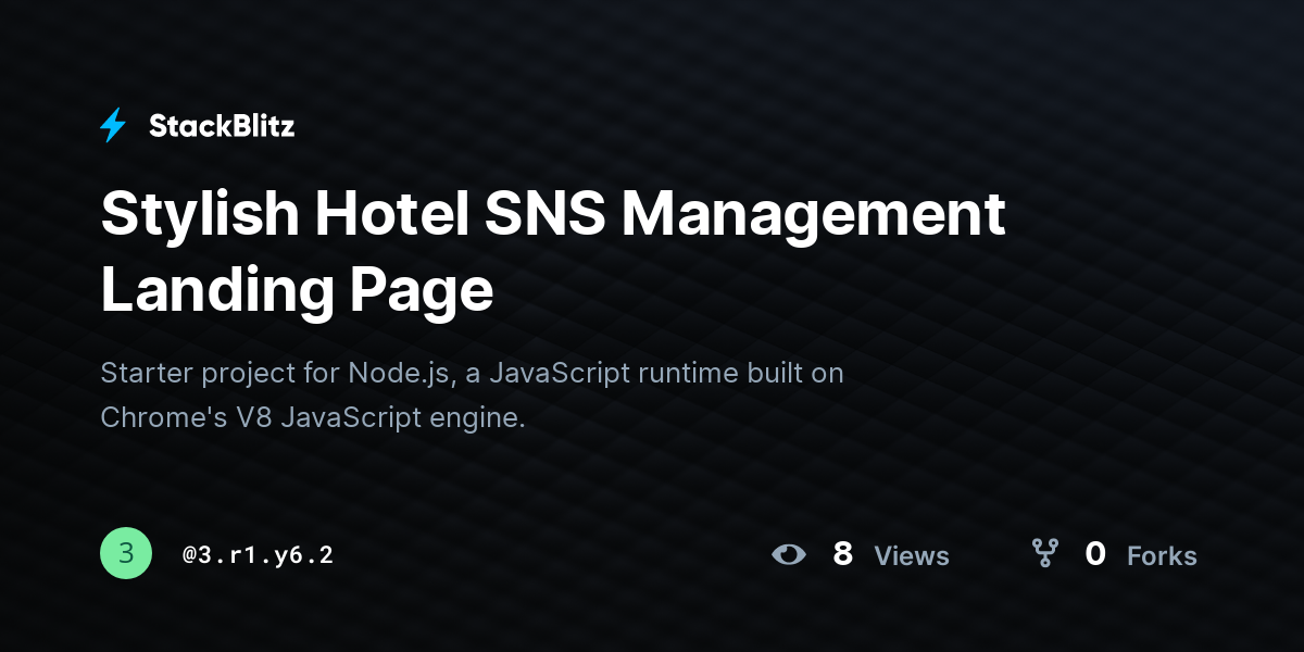 Stylish Hotel SNS Management Landing Page - StackBlitz