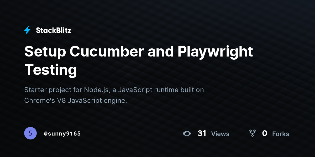 Setup Cucumber and Playwright Testing - StackBlitz
