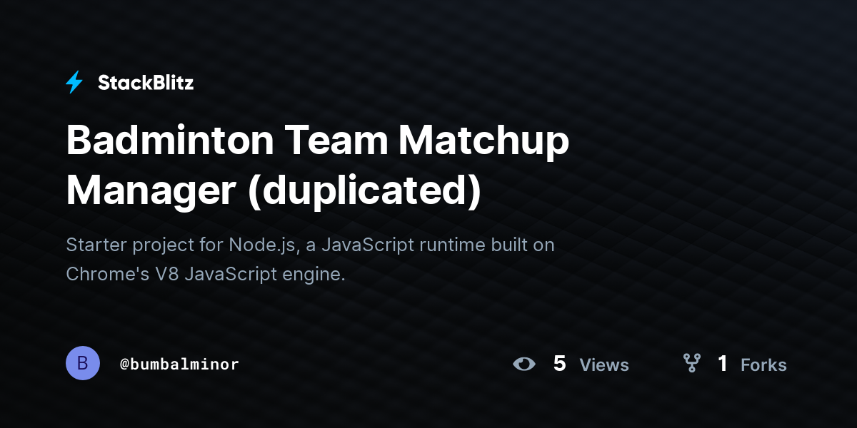 Badminton Team Matchup Manager (duplicated) - StackBlitz