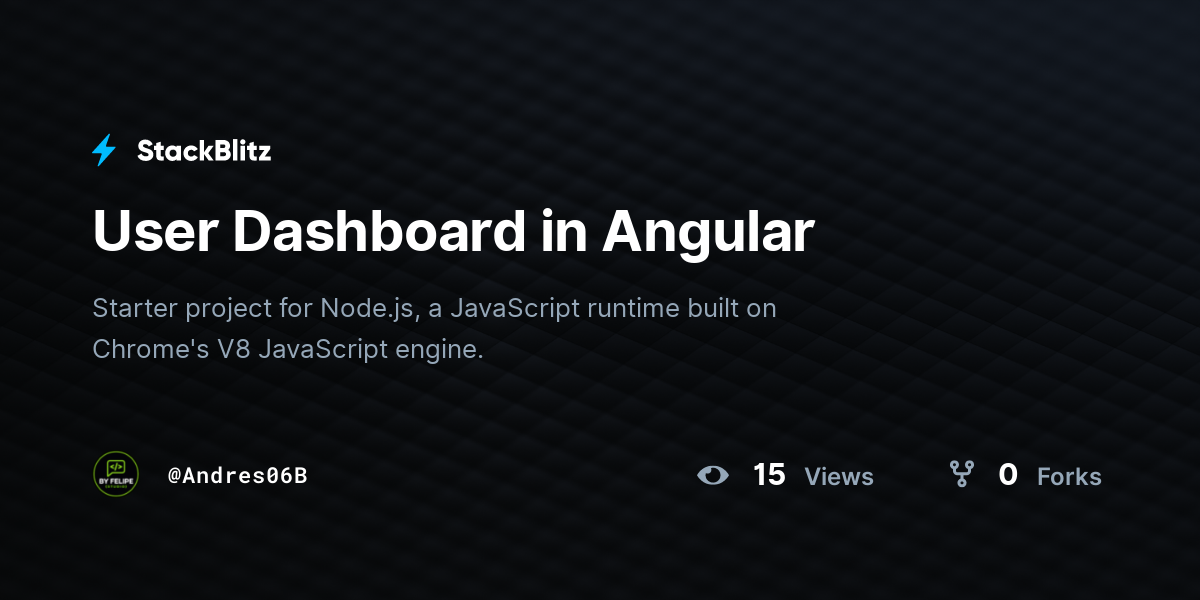 User Dashboard in Angular - StackBlitz