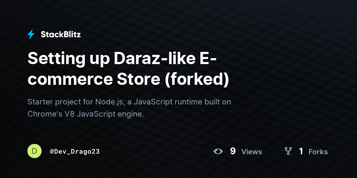 Setting up Daraz-like E-commerce Store (forked) - StackBlitz