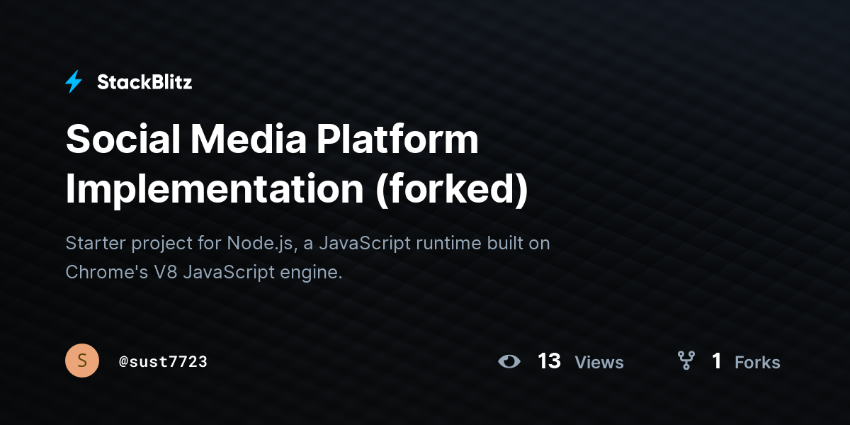 Social Media Platform Implementation (forked) - StackBlitz