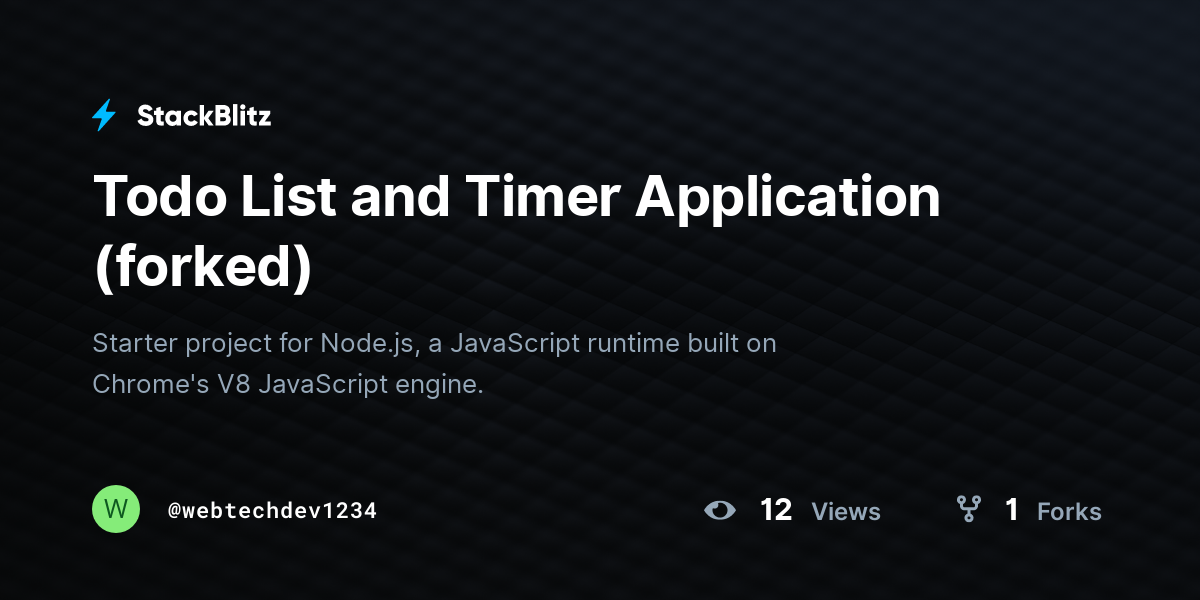 Todo List and Timer Application (forked) - StackBlitz