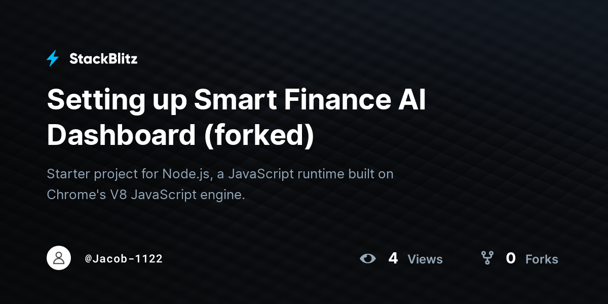 Setting up Smart Finance AI Dashboard (forked) - StackBlitz