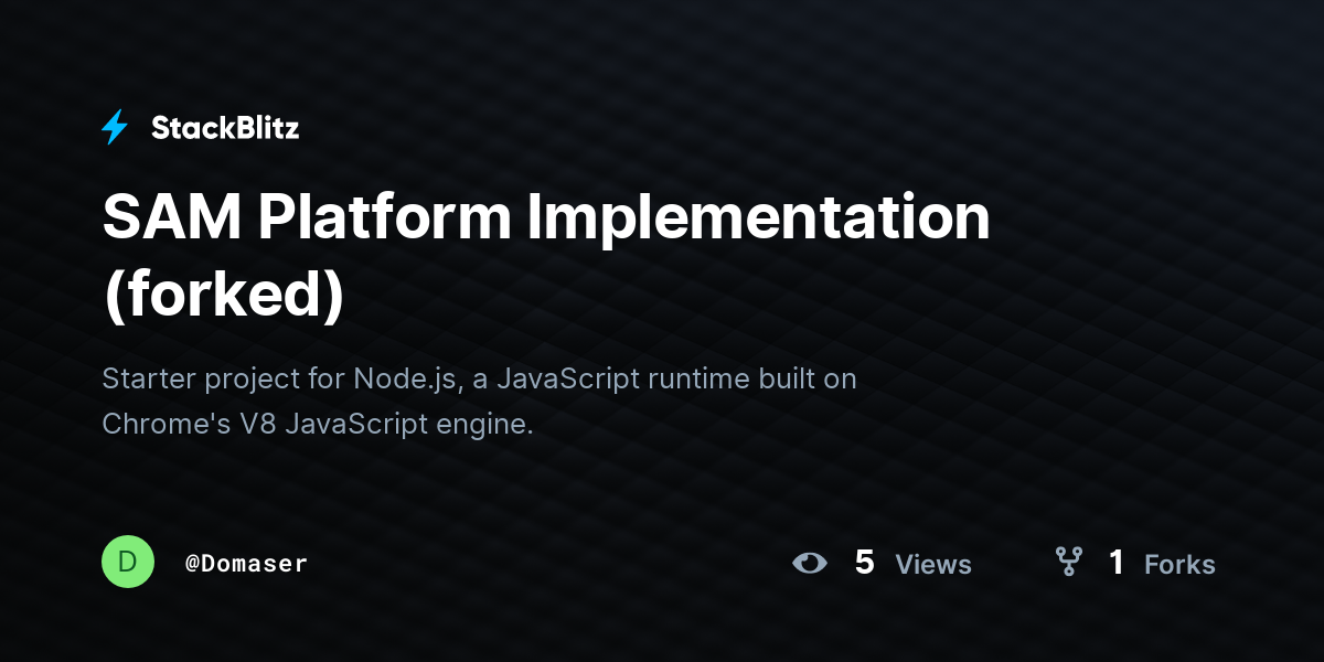 SAM Platform Implementation (forked) - StackBlitz