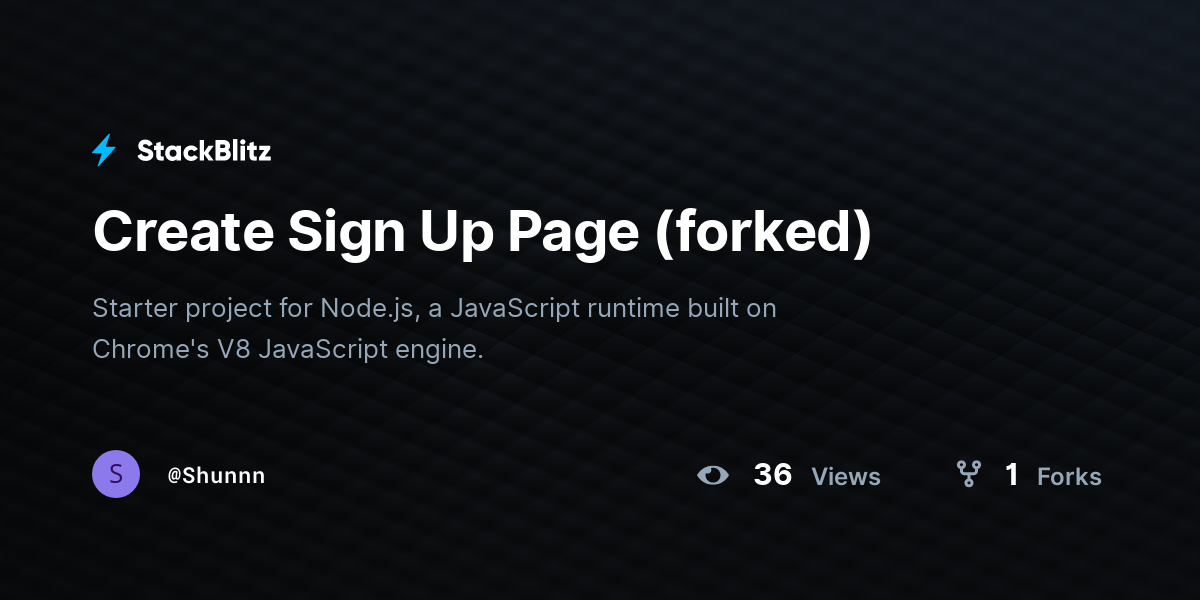 Create Sign Up Page (forked) - StackBlitz