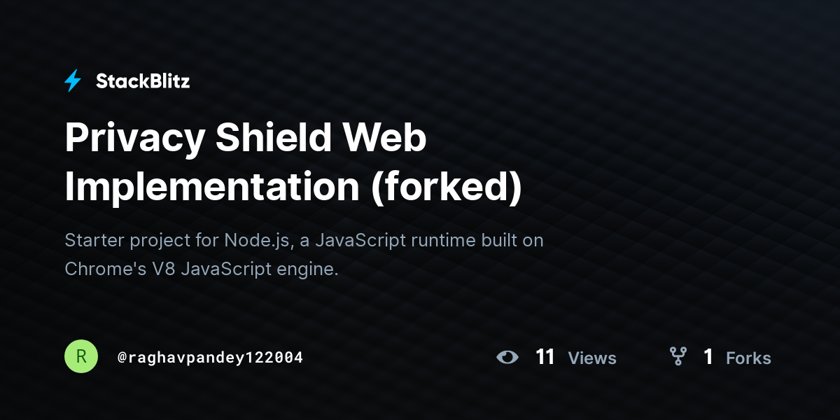 Privacy Shield Web Implementation (forked) - StackBlitz