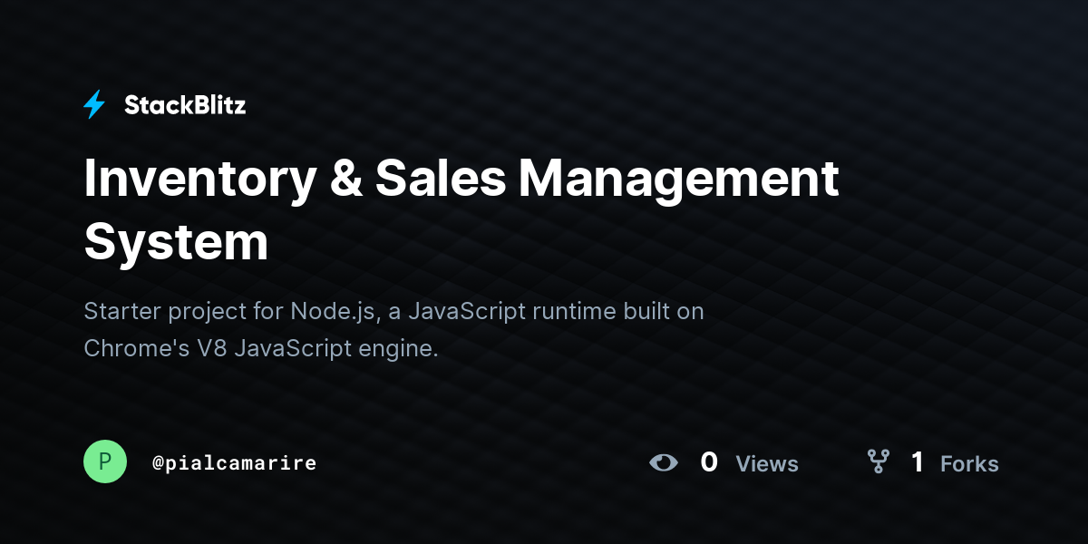 Inventory & Sales Management System - StackBlitz