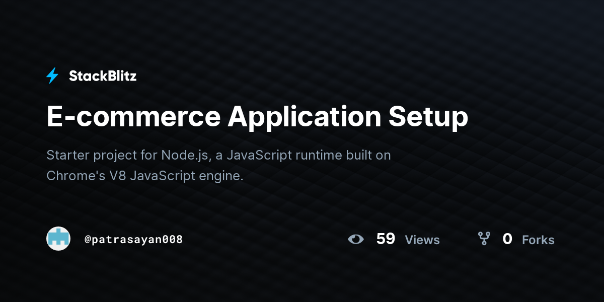 E-commerce Application Setup - StackBlitz