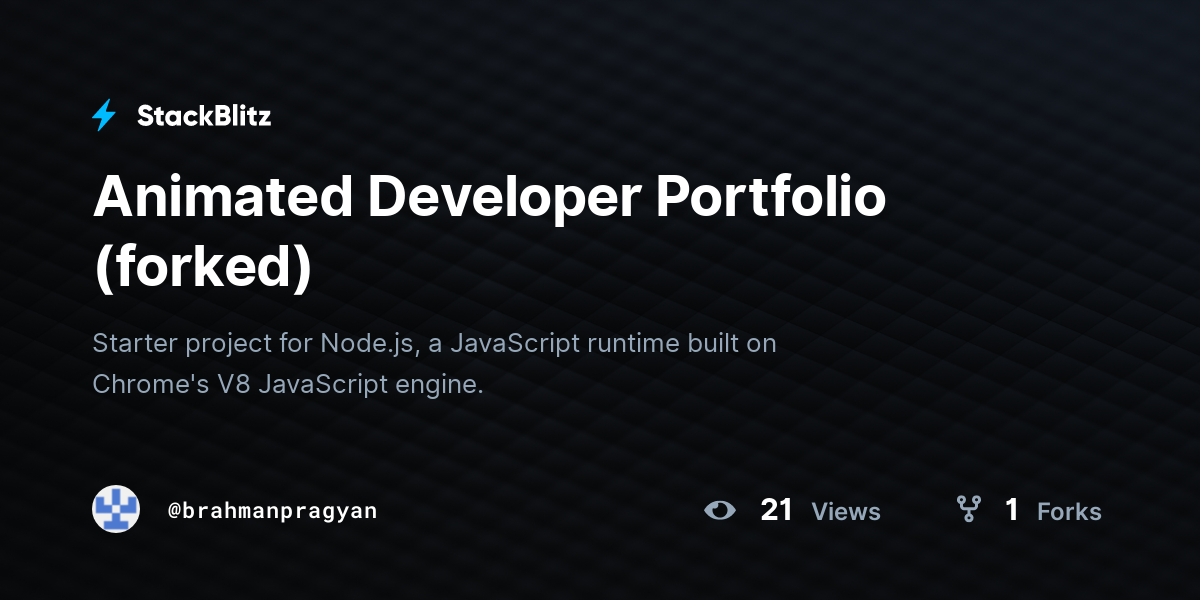 Animated Developer Portfolio (forked) - StackBlitz