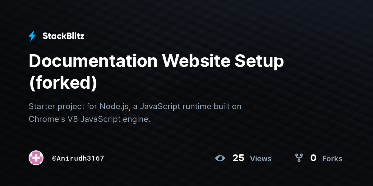 Documentation Website Setup (forked) - StackBlitz