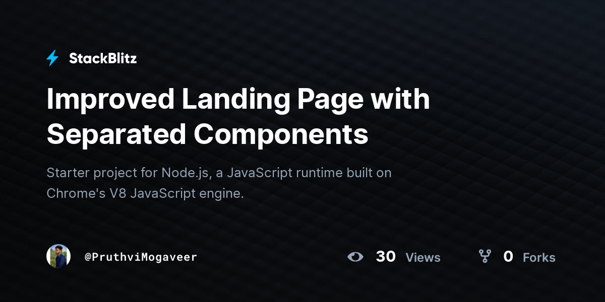 Improved Landing Page with Separated Components - StackBlitz