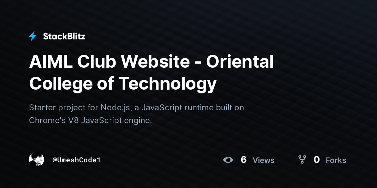 AIML Club Website - Oriental College of Technology - StackBlitz