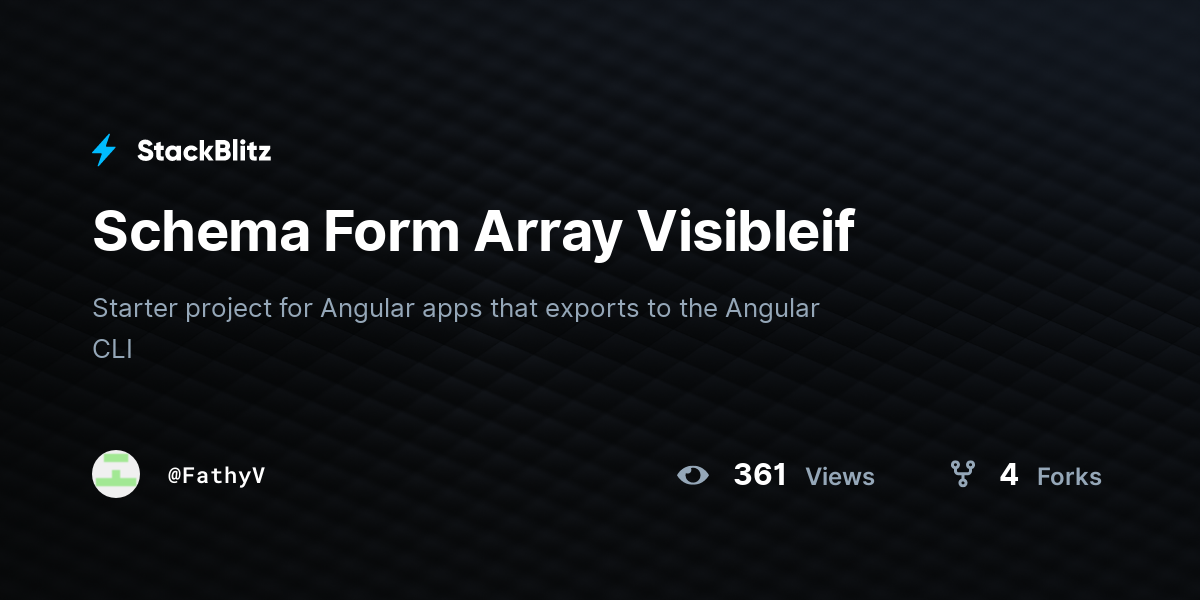 Schema Form Array Visibleif - StackBlitz