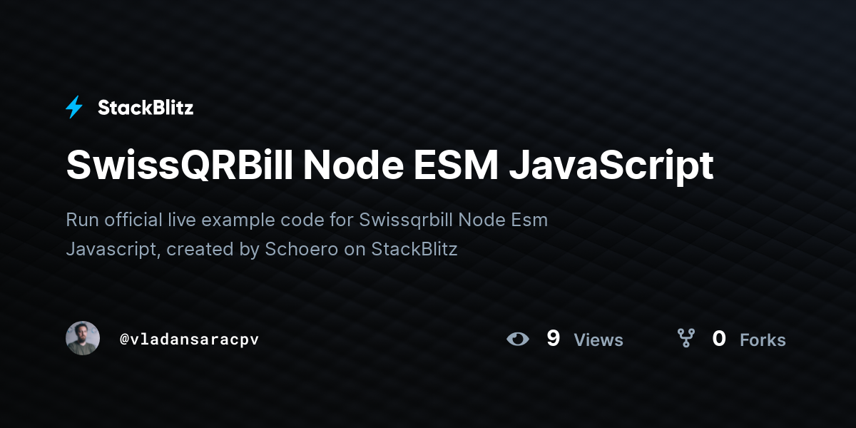 SwissQRBill Node ESM JavaScript - StackBlitz