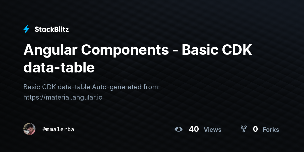 Angular Components Basic CDK datatable StackBlitz