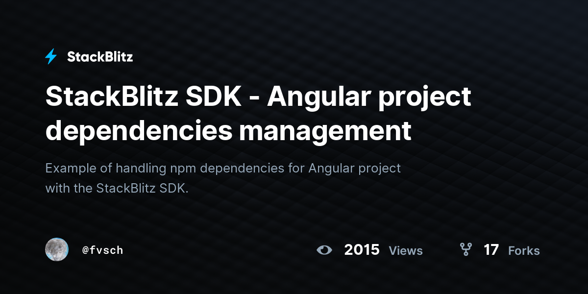 StackBlitz SDK - Angular project dependencies management - StackBlitz