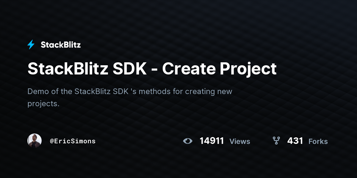StackBlitz SDK - Create Project - StackBlitz