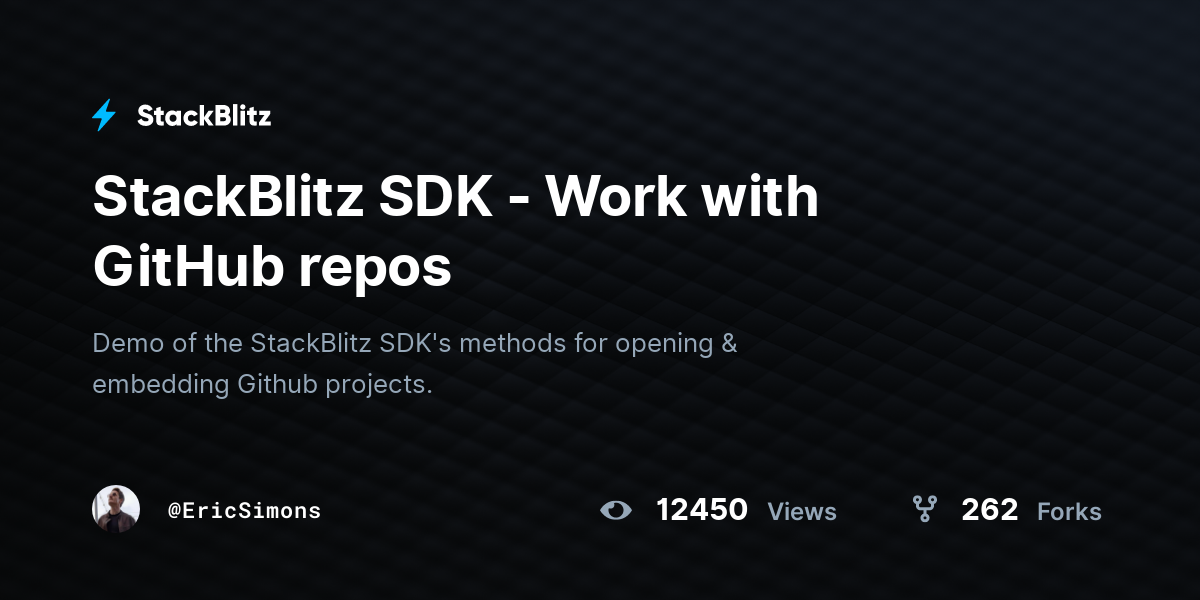 StackBlitz SDK - Work with GitHub repos - StackBlitz