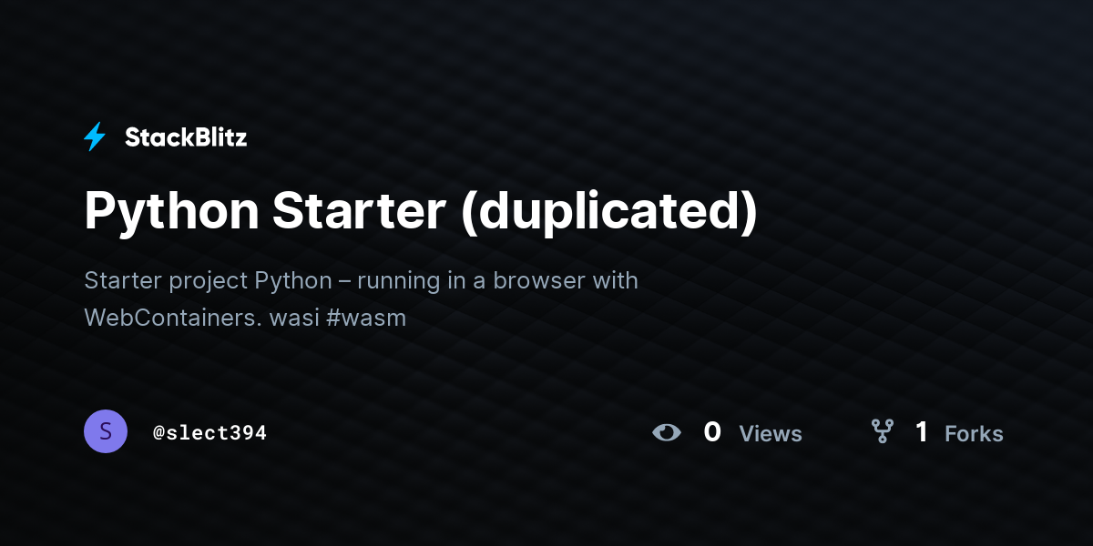 Python Starter (duplicated) - StackBlitz