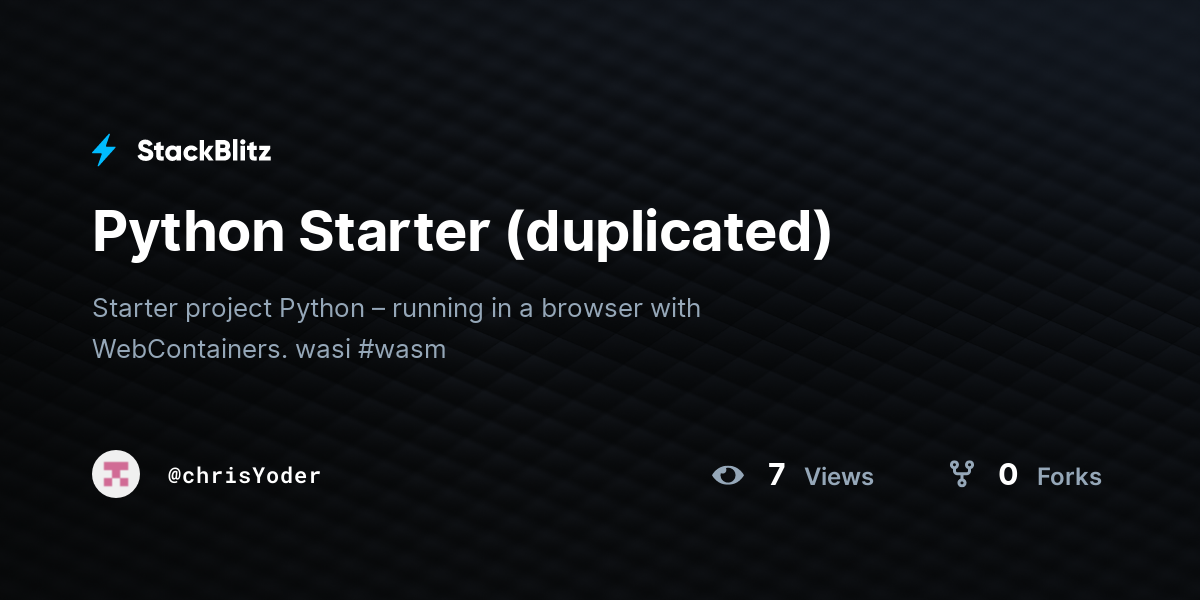 Python Starter (duplicated) - StackBlitz