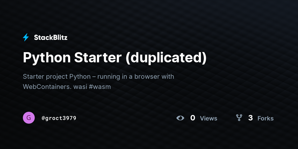 Python Starter (duplicated) - StackBlitz