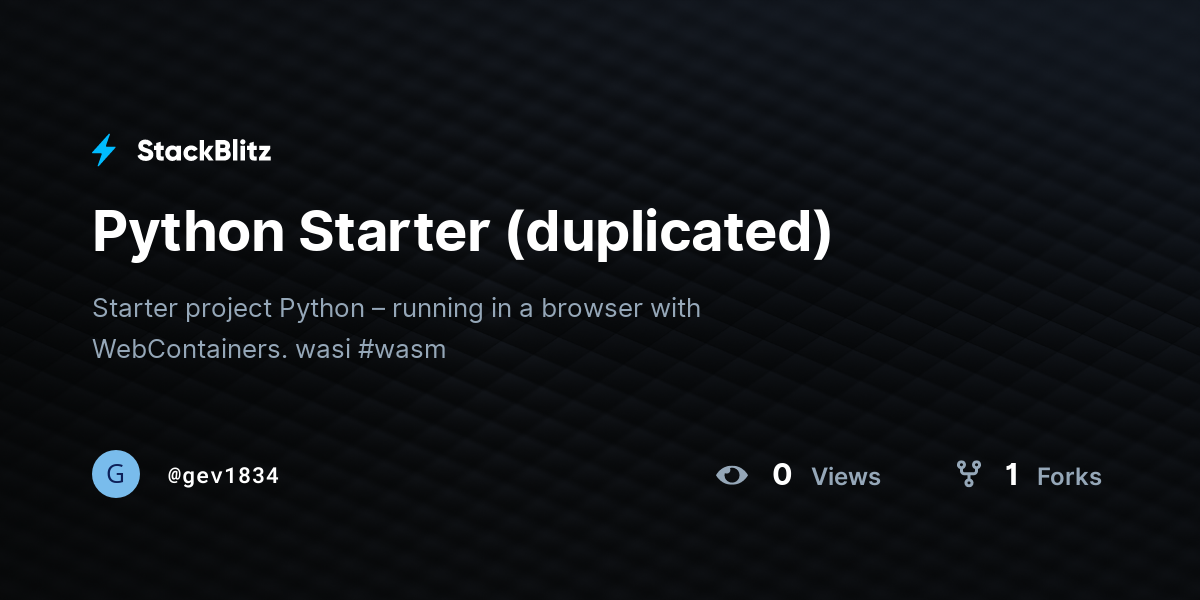 Python Starter (duplicated) - StackBlitz