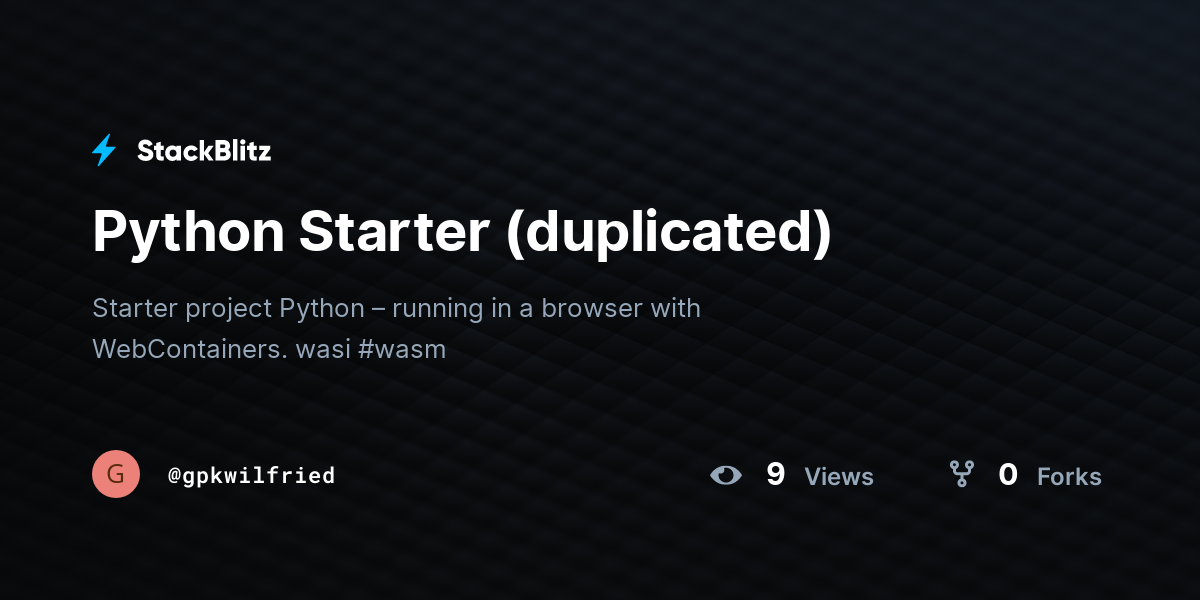 Python Starter Duplicated Stackblitz